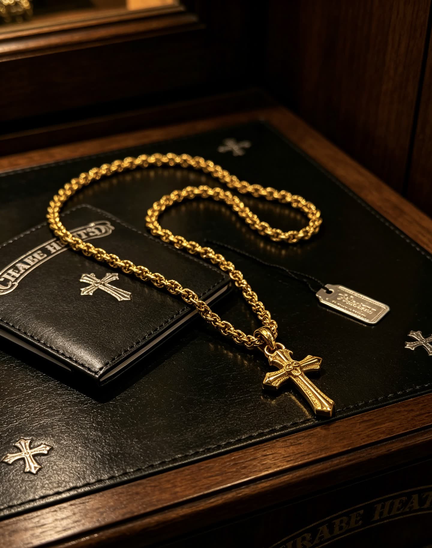 Chrome Hearts Gold Cross Pendant Necklace